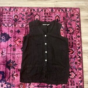 Sunbelt Black Linen Vest Top
